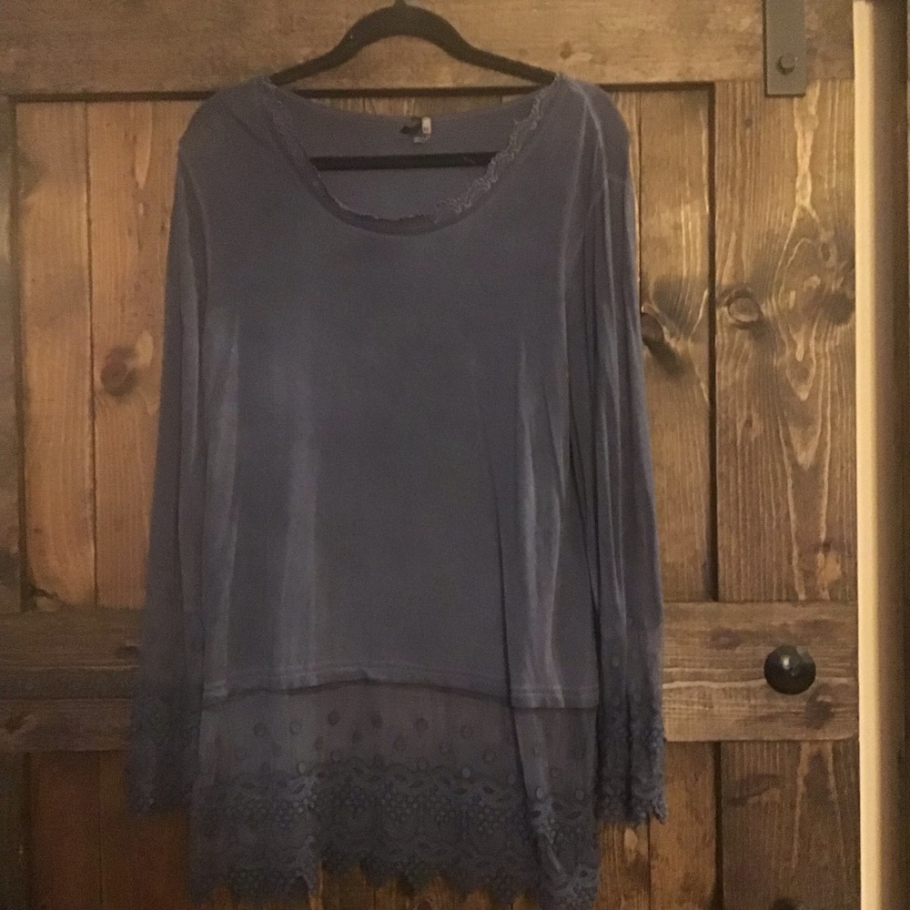Blue Lace Long Sleeve top. Layer if you’d like. Adorable